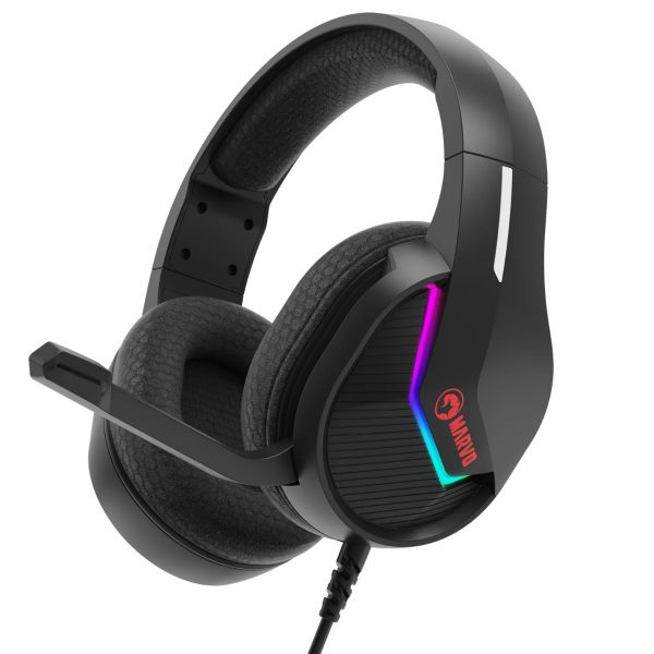 MARVO Tactic 40 vezetékes fejhallgató - fekete - RGB világítás (H8618 BK)